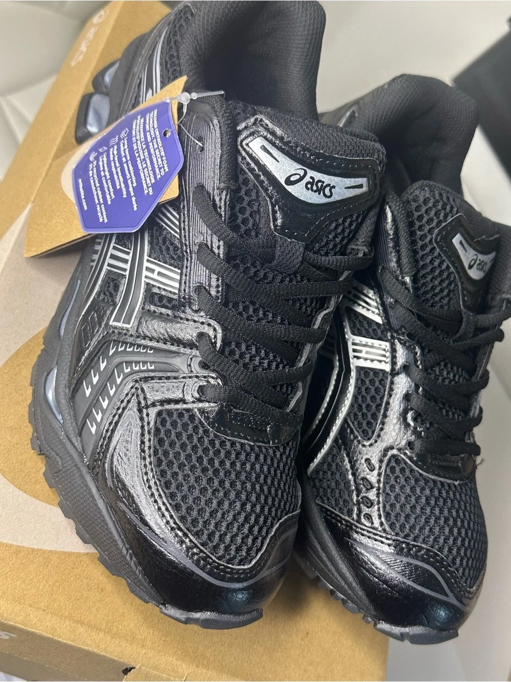 Asics Men's Black Running Sneakers with Silver Stripes